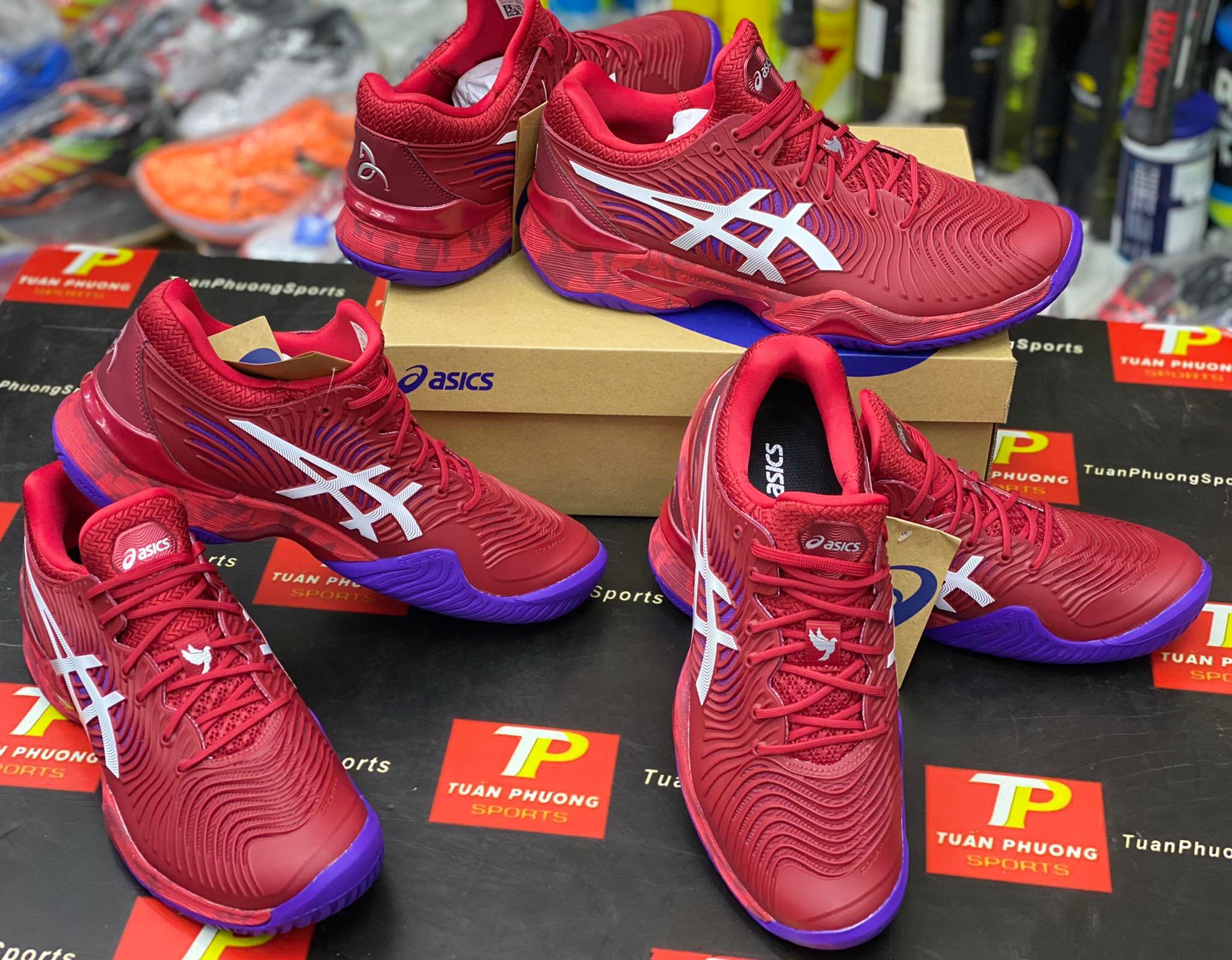 Giày tennis Asics Court FF Novak Blue Cranberry/White 2022 ( 1041A089.605 )